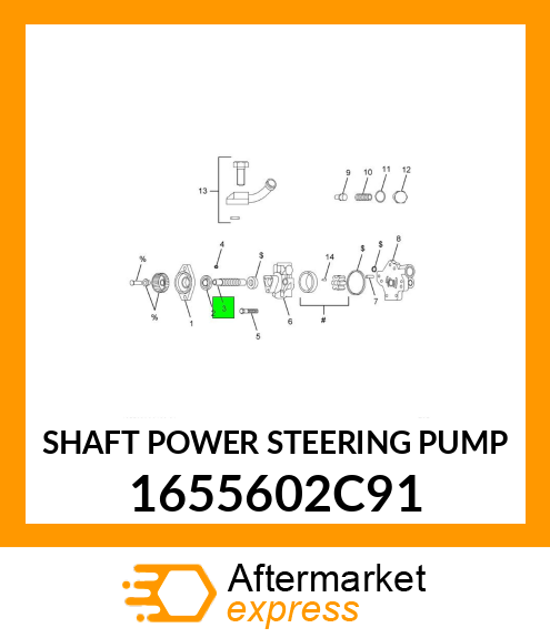 SHAFT POWER STEERING PUMP 1655602C91