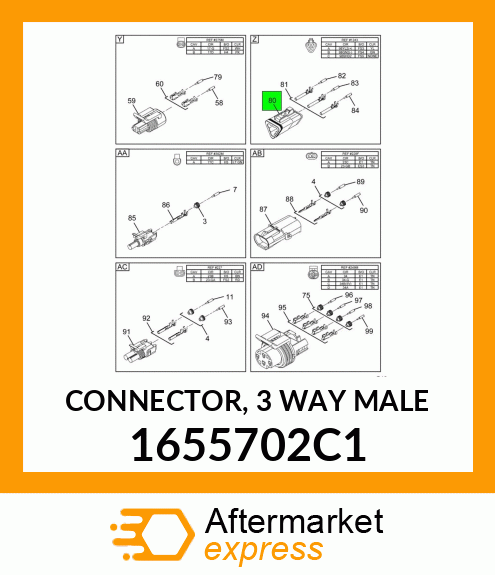 CONNECTOR, 3 WAY MALE 1655702C1