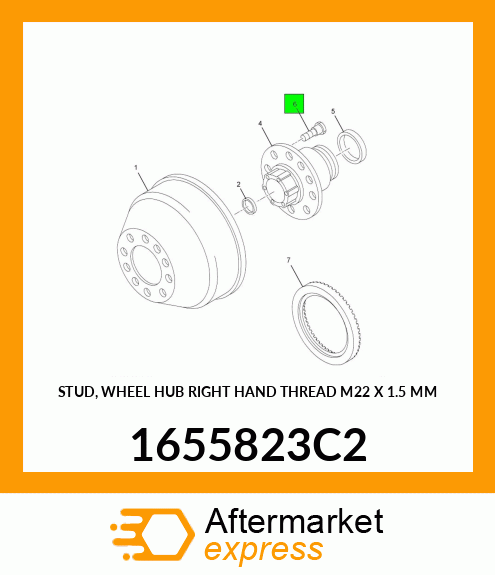 STUD, WHEEL HUB RIGHT HAND THREAD M22 X 1.5 MM 1655823C2