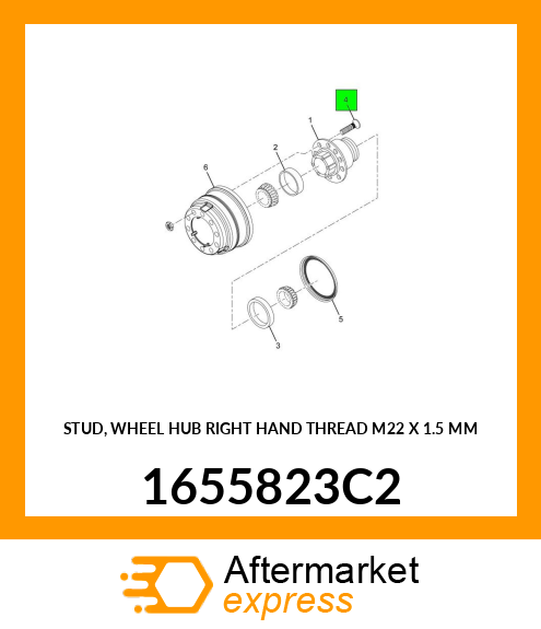 STUD, WHEEL HUB RIGHT HAND THREAD M22 X 1.5 MM 1655823C2