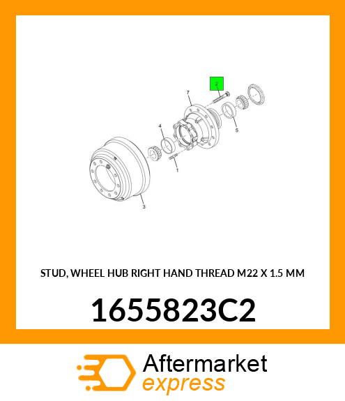 STUD, WHEEL HUB RIGHT HAND THREAD M22 X 1.5 MM 1655823C2