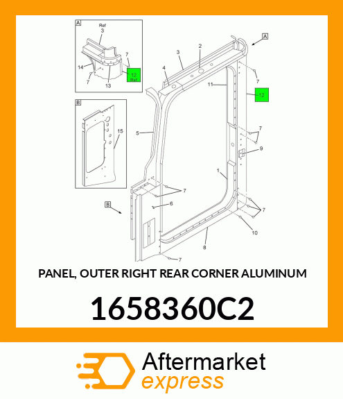 PANEL, OUTER RIGHT REAR CORNER ALUMINUM 1658360C2