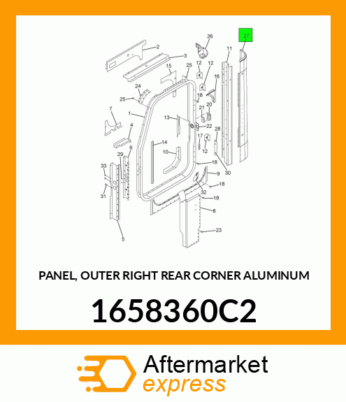 PANEL, OUTER RIGHT REAR CORNER ALUMINUM 1658360C2