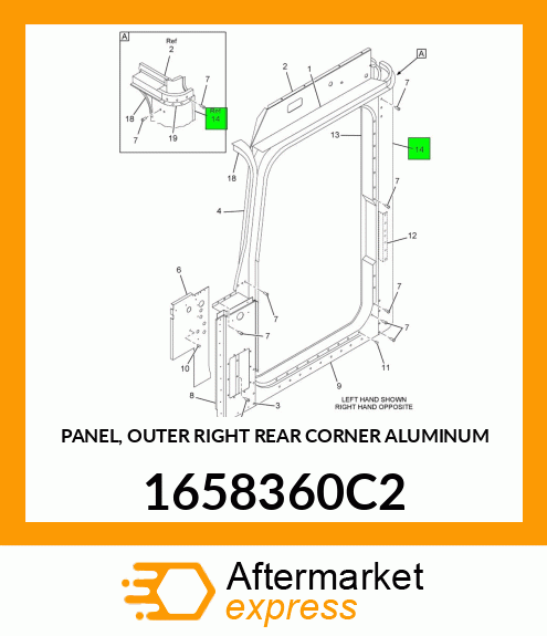 PANEL, OUTER RIGHT REAR CORNER ALUMINUM 1658360C2