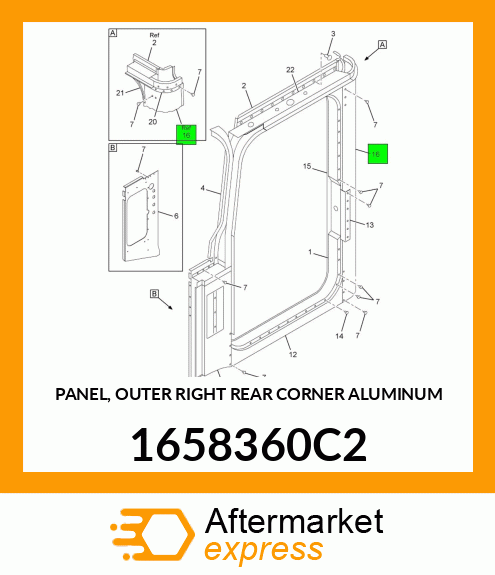 PANEL, OUTER RIGHT REAR CORNER ALUMINUM 1658360C2