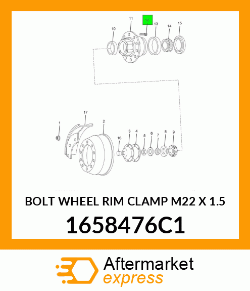 BOLT WHEEL RIM CLAMP M22 X 1.5 1658476C1