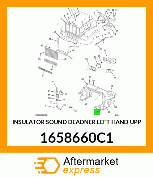 INSULATOR SOUND DEADNER LEFT HAND UPP 1658660C1