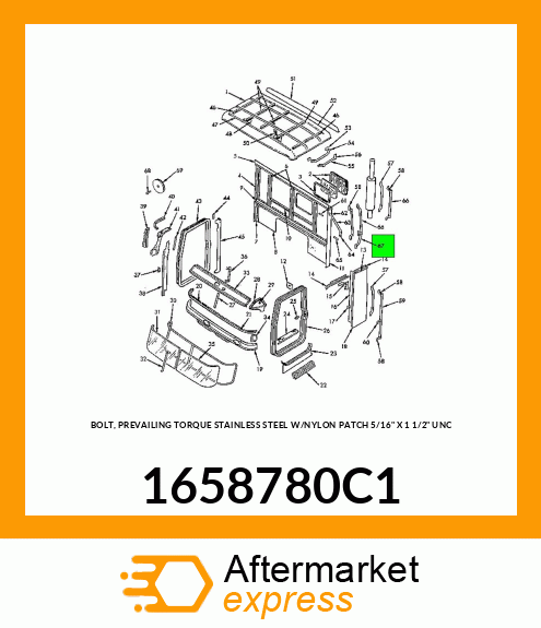 BOLT, PREVAILING TORQUE STAINLESS STEEL W/NYLON PATCH 5/16" X 1 1/2" UNC 1658780C1