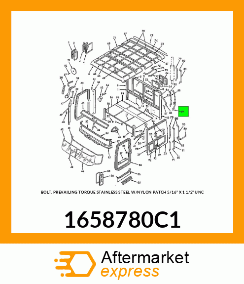 BOLT, PREVAILING TORQUE STAINLESS STEEL W/NYLON PATCH 5/16" X 1 1/2" UNC 1658780C1