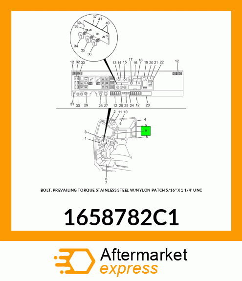 BOLT, PREVAILING TORQUE STAINLESS STEEL W/NYLON PATCH 5/16" X 1 1/4" UNC 1658782C1