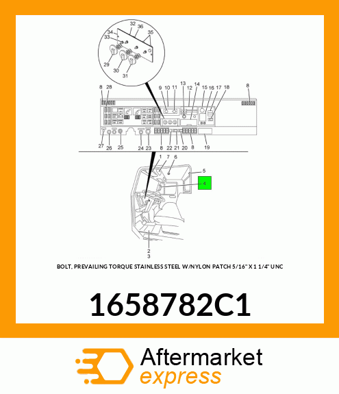 BOLT, PREVAILING TORQUE STAINLESS STEEL W/NYLON PATCH 5/16" X 1 1/4" UNC 1658782C1