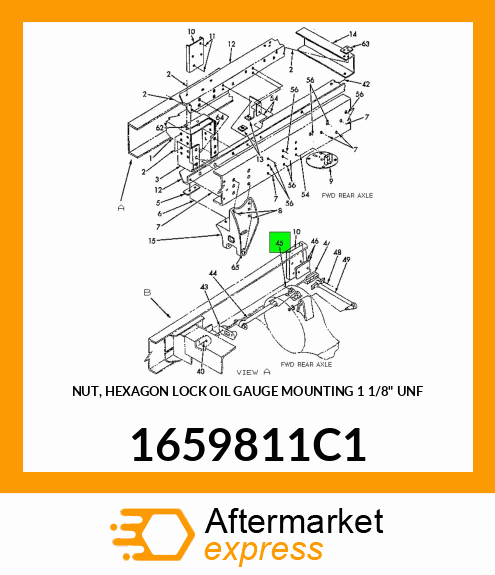 NUT, HEXAGON LOCK OIL GAUGE MOUNTING 1 1/8" UNF 1659811C1
