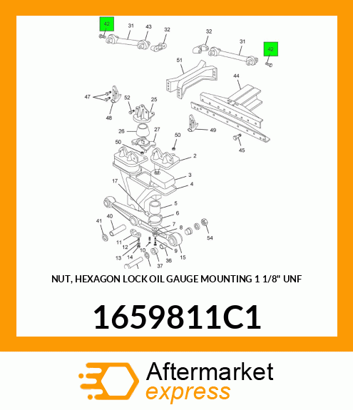 NUT, HEXAGON LOCK OIL GAUGE MOUNTING 1 1/8" UNF 1659811C1