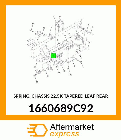 SPRING, CHASSIS 22.5K TAPERED LEAF REAR 1660689C92