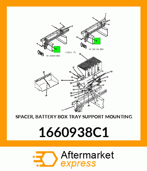 SPACER, BATTERY BOX TRAY SUPPORT MOUNTING 1660938C1