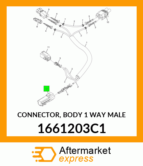 CONNECTOR, BODY 1 WAY MALE 1661203C1