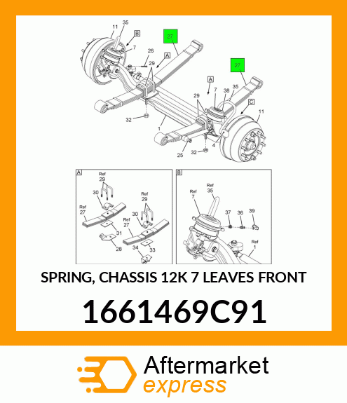 SPRING, CHASSIS 12K 7 LEAVES FRONT 1661469C91