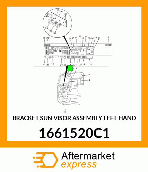 BRACKET SUN VISOR ASSEMBLY LEFT HAND 1661520C1