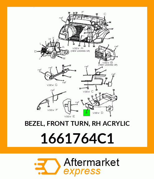 BEZEL, FRONT TURN, RH ACRYLIC 1661764C1