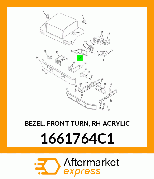 BEZEL, FRONT TURN, RH ACRYLIC 1661764C1