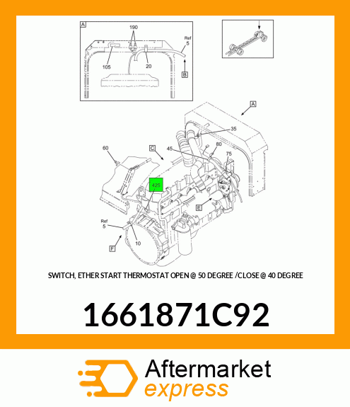 SWITCH, ETHER START THERMOSTAT OPEN @ 50 DEGREE /CLOSE @ 40 DEGREE 1661871C92