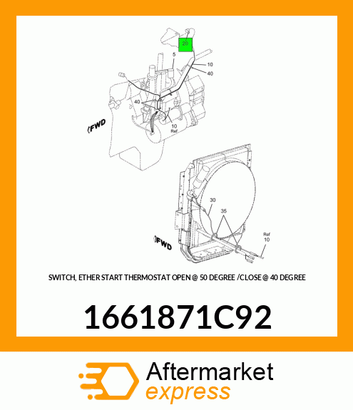 SWITCH, ETHER START THERMOSTAT OPEN @ 50 DEGREE /CLOSE @ 40 DEGREE 1661871C92