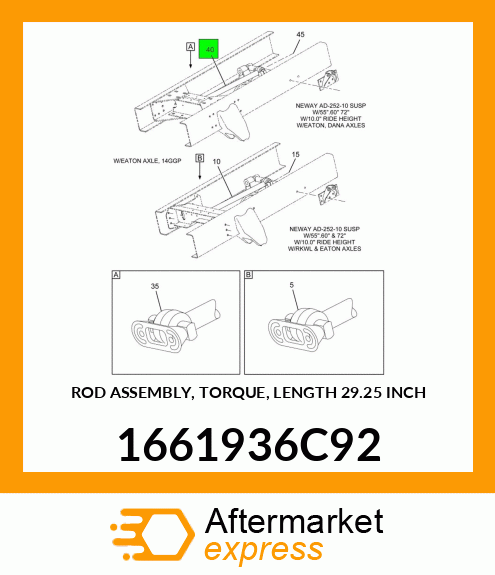 ROD ASSEMBLY, TORQUE, LENGTH 29.25 INCH 1661936C92