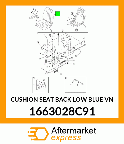 CUSHION SEAT BACK LOW BLUE VN 1663028C91