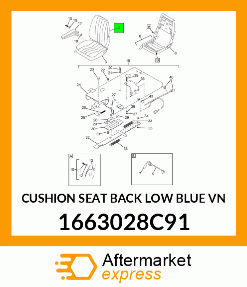 CUSHION SEAT BACK LOW BLUE VN 1663028C91