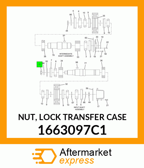 NUT, LOCK TRANSFER CASE 1663097C1