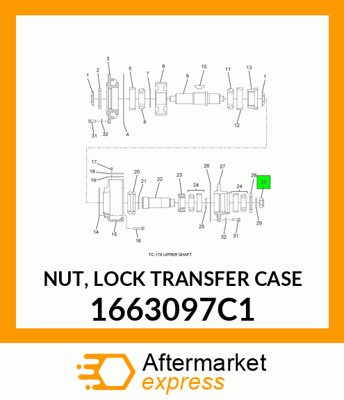 NUT, LOCK TRANSFER CASE 1663097C1