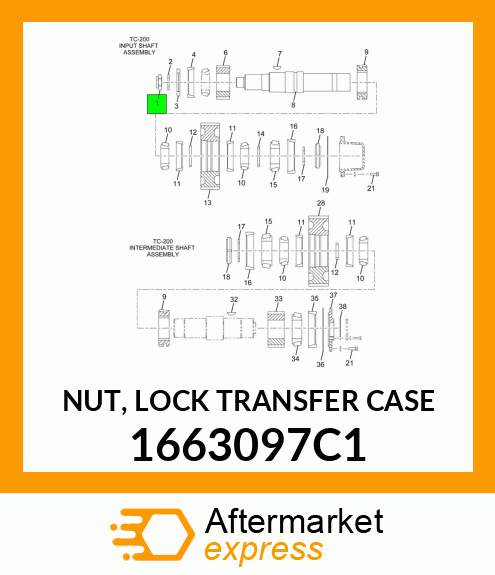 NUT, LOCK TRANSFER CASE 1663097C1