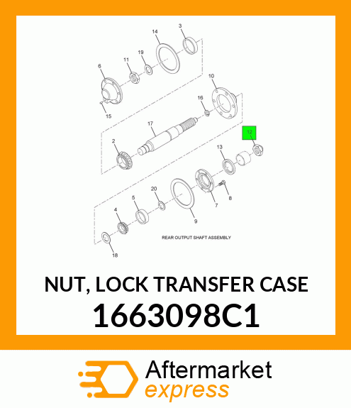 NUT, LOCK TRANSFER CASE 1663098C1