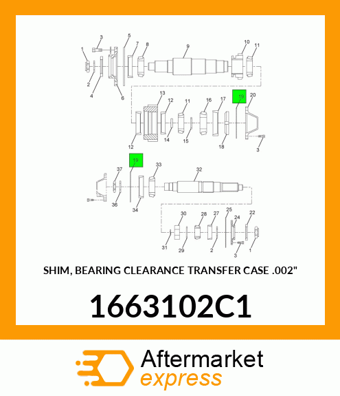 SHIM, BEARING CLEARANCE TRANSFER CASE .002" 1663102C1