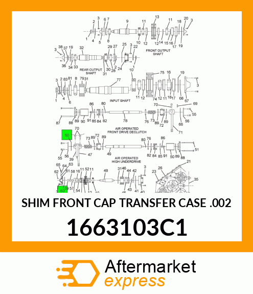 SHIM FRONT CAP TRANSFER CASE .002" 1663103C1
