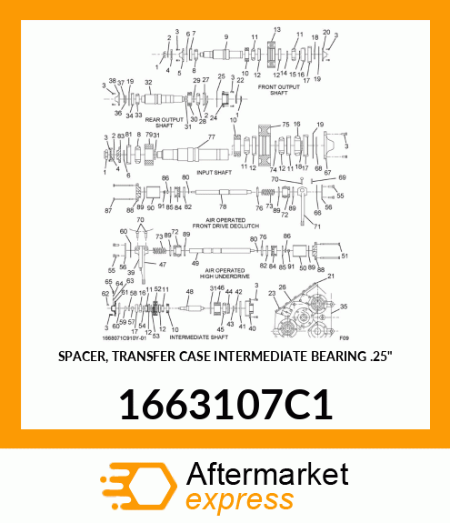 SPACER, TRANSFER CASE INTERMEDIATE BEARING .25" 1663107C1