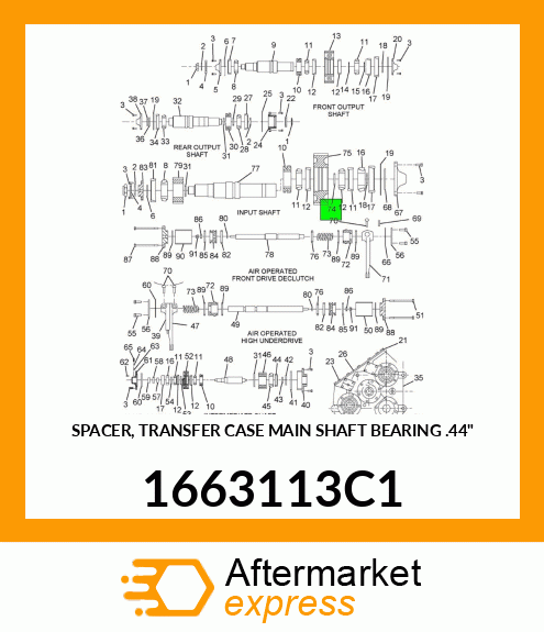 SPACER, TRANSFER CASE MAIN SHAFT BEARING .44" 1663113C1