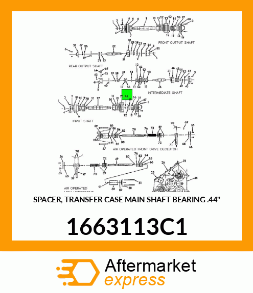 SPACER, TRANSFER CASE MAIN SHAFT BEARING .44" 1663113C1