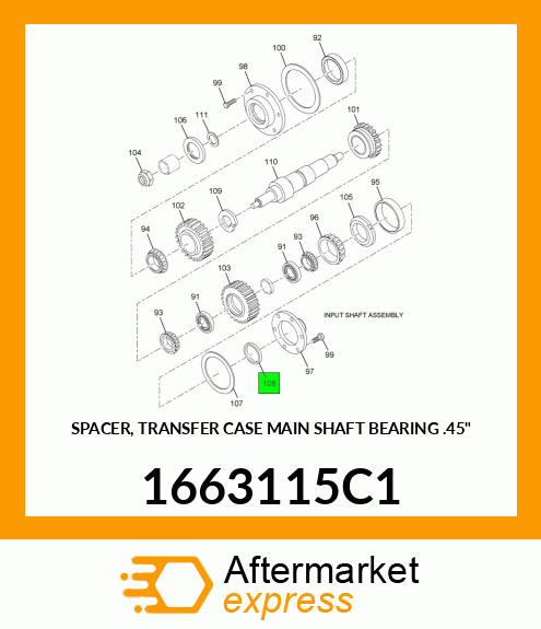 SPACER, TRANSFER CASE MAIN SHAFT BEARING .45" 1663115C1