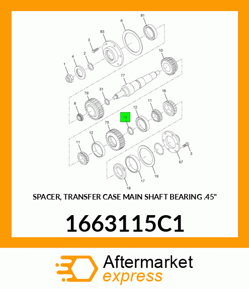 SPACER, TRANSFER CASE MAIN SHAFT BEARING .45" 1663115C1