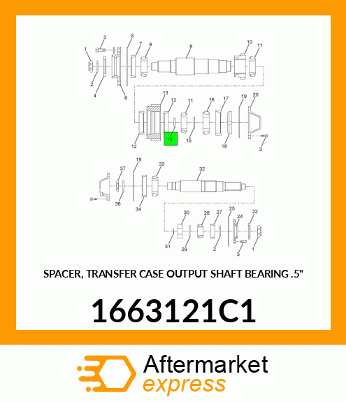 SPACER, TRANSFER CASE OUTPUT SHAFT BEARING .5" 1663121C1