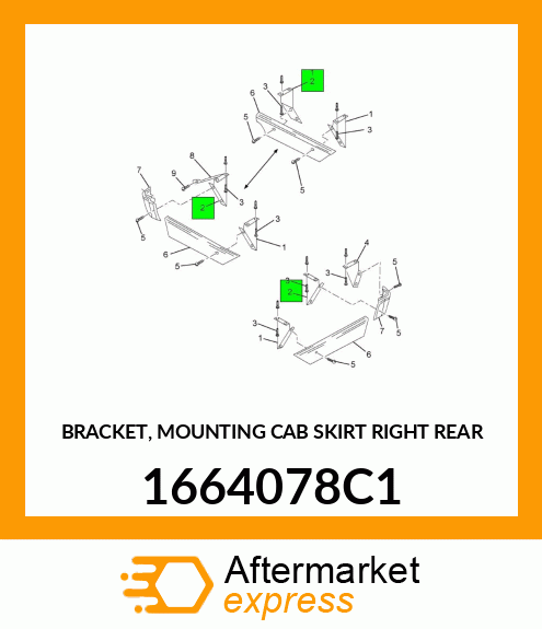 BRACKET, MOUNTING CAB SKIRT RIGHT REAR 1664078C1