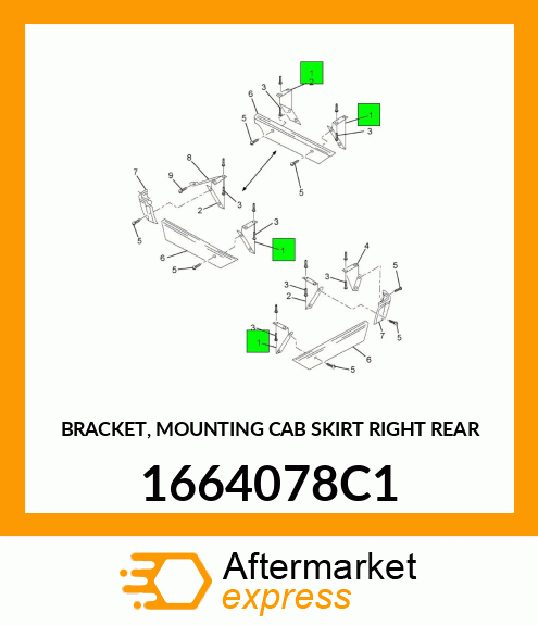 BRACKET, MOUNTING CAB SKIRT RIGHT REAR 1664078C1