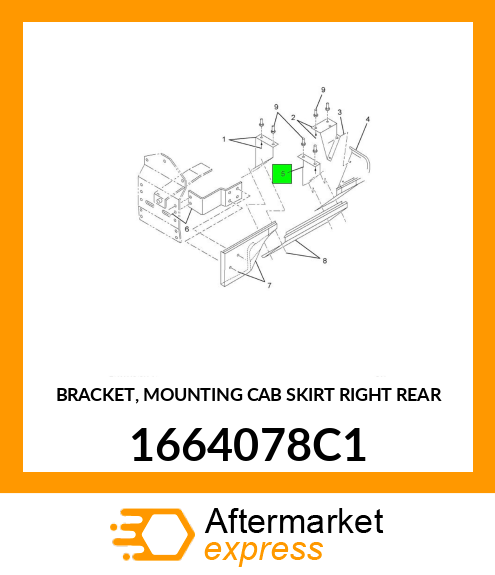 BRACKET, MOUNTING CAB SKIRT RIGHT REAR 1664078C1