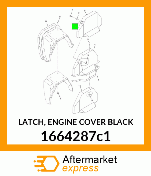 LATCH, ENGINE COVER BLACK 1664287c1