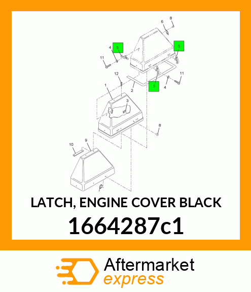 LATCH, ENGINE COVER BLACK 1664287c1