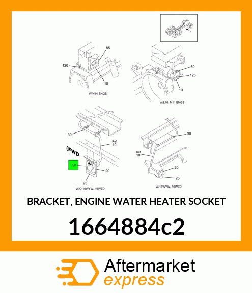 BRACKET, ENGINE WATER HEATER SOCKET 1664884c2