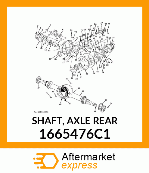 SHAFT, AXLE REAR 1665476C1