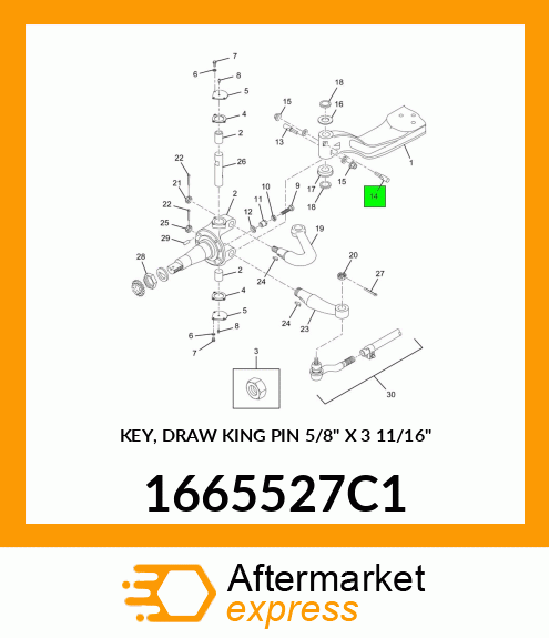 KEY, DRAW KING PIN 5/8" X 3 11/16" 1665527C1