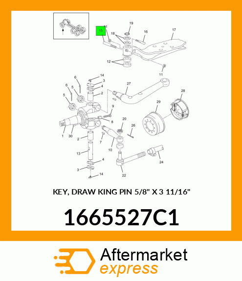 KEY, DRAW KING PIN 5/8" X 3 11/16" 1665527C1